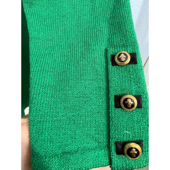 Toula Santana Knit Jacket Size 4 Kelly Green Wool Blend Fleur De Lis Button NWT - Picture 5 of 7